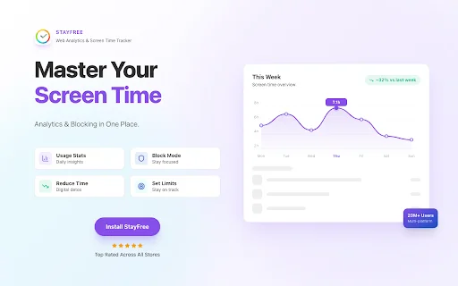 StayFree: Kelola Waktu Layar & Blokir Distraksi Web Terbaik - Screenshot 1