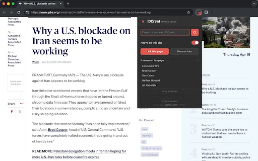 IDCrawl Name Linker: Deteksi Nama Tokoh di Web Secara Instan - Screenshot 1