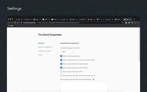 The Great Suspender Reloaded 2026 – Hemat RAM & Percepat Chrome - Screenshot 3
