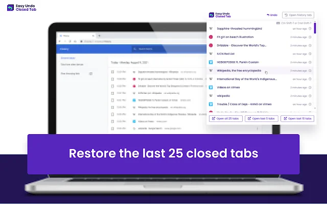 Unduh Easy Undo Closed Tabs Terbaru – Pulihkan Tab Anda Gratis - Screenshot 1