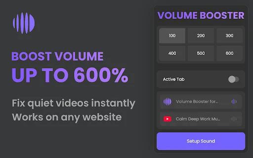 Download Volume Booster 600% Terbaru – Tingkatkan Suara Chrome - Screenshot 1