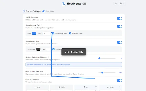 FlowMouse: Ekstensi Mouse Gesture Chrome Terbaik & Privasi - Screenshot 1