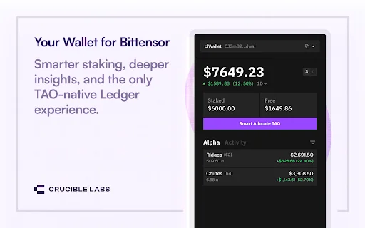 Download Crucible Wallet Terbaru – Kelola Staking TAO Lebih Cerdas - Screenshot 1