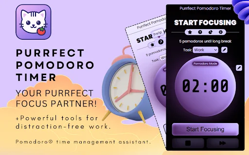 Download Purrfect Pomodoro Timer – Fokus & Produktivitas - Screenshot 1