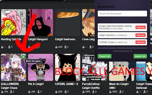 Download Roblox Game Blocker Terbaru – Sembunyikan Game Tidak Relevan - Screenshot 1